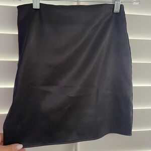 black silk mini skirt